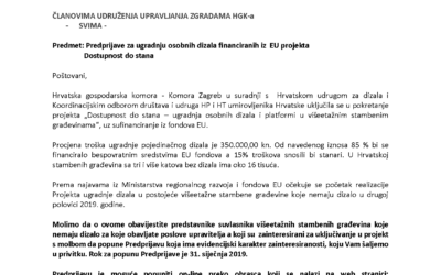 Sufinanciranje ugradnje dizala iz fondova EU