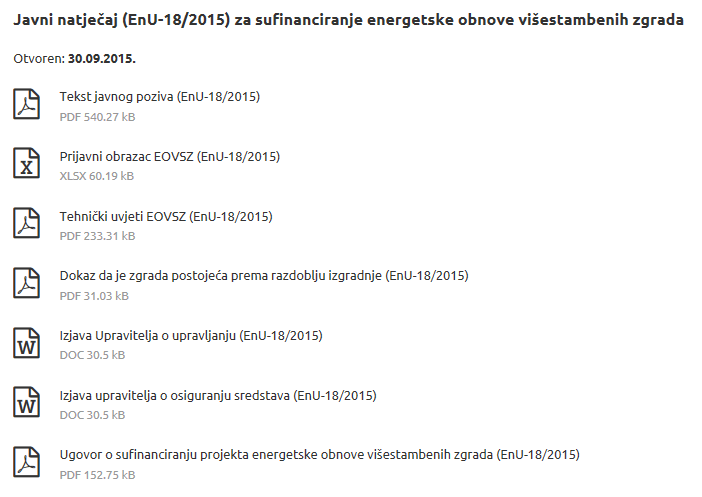 Javni natječaj za sufinanciranje energetske obnove višestambenih zgrada(EnU-18/2015)